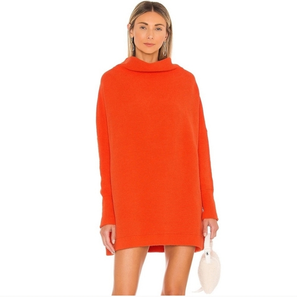 Free People * Ottoman Slouchy Pullover Tunic Sweater size XS Orange - Picture 6 of 12